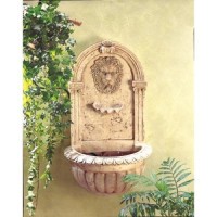 Classically Inspired European Antique Replica Lion Head Faux Stone Wall Fountain   302648002232